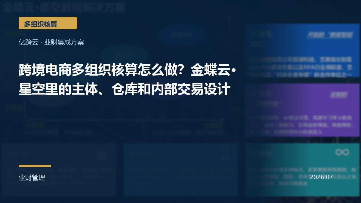 跨境电商多组织核算怎么做?金蝶云·星空里的主体、仓库和内部交易设计